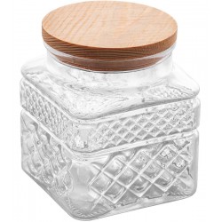 Pote 1,2l De Vidro Com Tampa Em Madeira